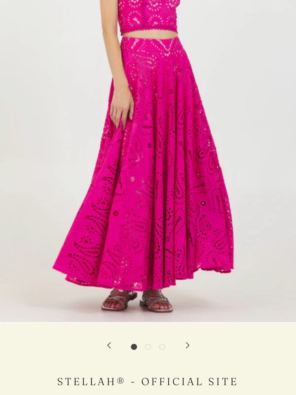 Stellah Hot Pink Eyelet Maxi Skirt